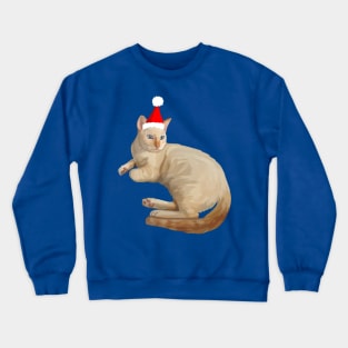 Christmas Santa Hat Flame Point Siamese Cat Crewneck Sweatshirt